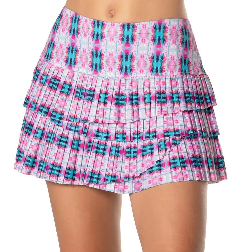 Women's Siesta Pleated Scallop Tennis Skort Multicolor